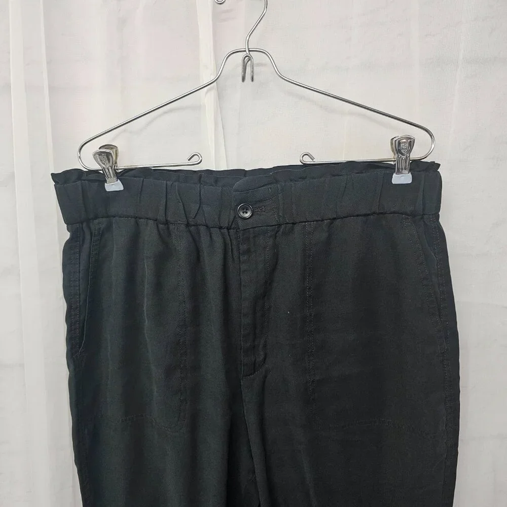 Banana Republic Black Pants Casual Cropped Straight Leg Office L - Picture 3 of 11